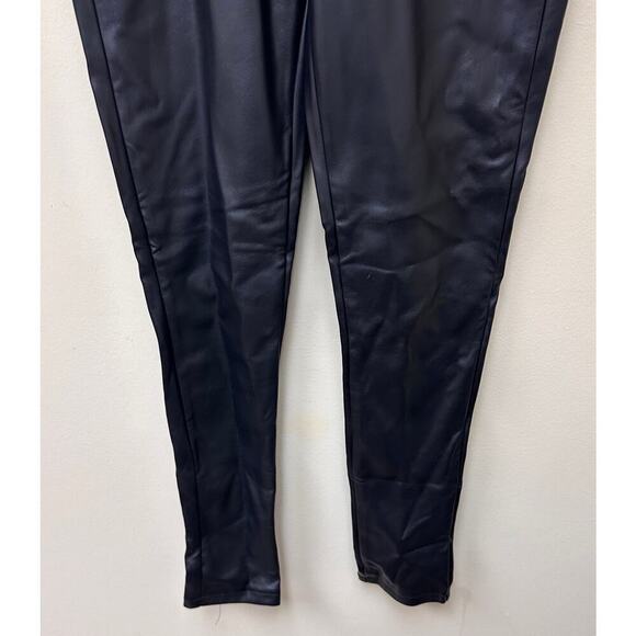 Small Black Faux Leather High Rise Stretchy Wet Skinny Leg Pants Matrix Grunge - Picture 5 of 14